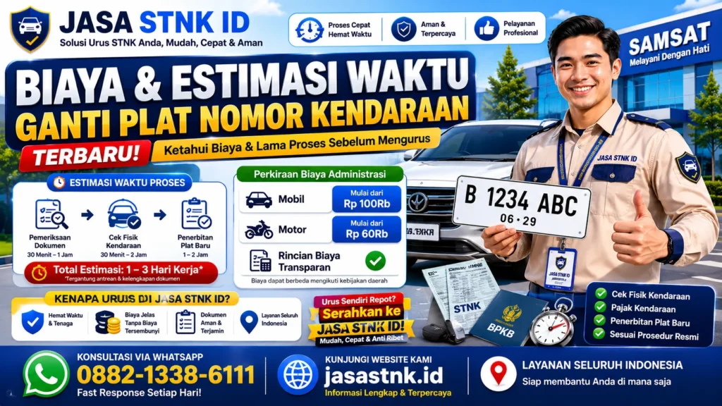 biaya dan estimasi waktu ganti plat nomor